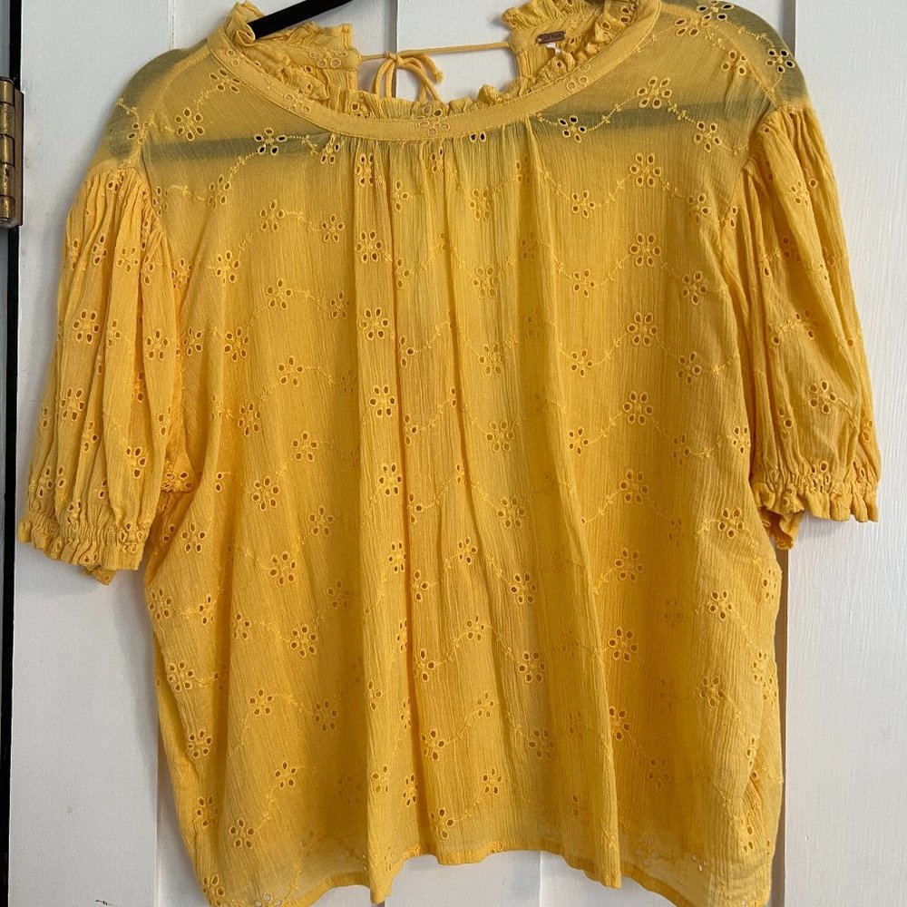 NWOT Free People Womens Eyelet Tie Back Blouse Top